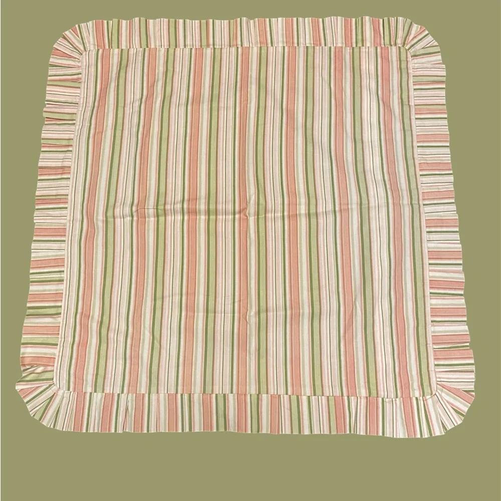 Striped Ruffled 2 Pillowcase - Pink & Green Earth Tone Retro